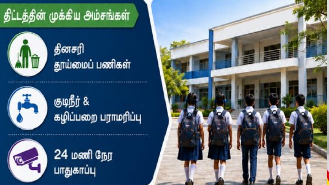 அரசு பள்ளிகளில் தூய்மை, குடிநீர், கழிப்பறை பராமரிப்பு மற்றும் 24 மணி நேர பாதுகாப்பை உறுதி செய்ய 'சூப்பர் கிளீன் – சூப்பர் கேம்பஸ்' திட்டம் அறிமுகப்படுத்தப்படுகிறது. முதற்கட்டமாக 10,000 பள்ளிகளில் இந்தத் திட்டம் செயல்படுத்தப்பட உள்ளதுடன், இதற்காக ரூ.39 கோடி ஒதுக்கப்பட்டுள்ளது.