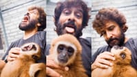 குரங்குடன் சேர்ந்து அட்ராசிட்டி செய்த விக்ரம் - வைரலாகும் வீடியோ!...