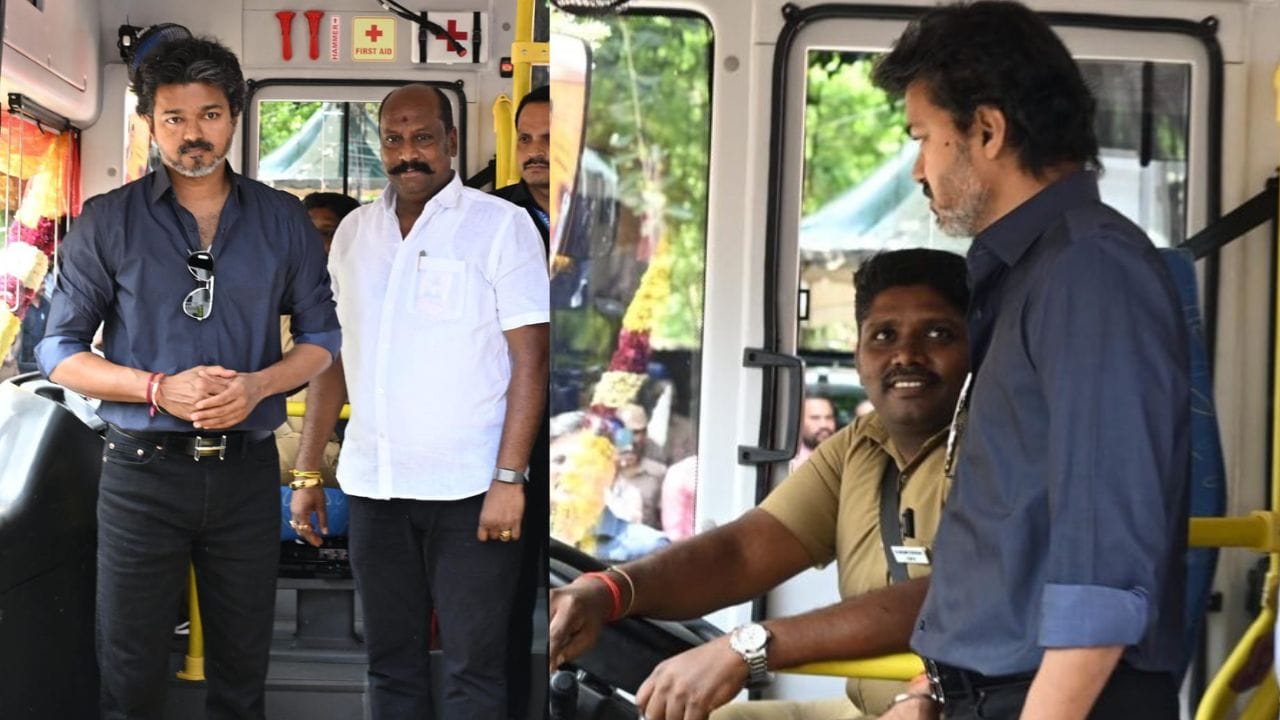 750 ஏசி பேருந்துகளை தொடங்கிவைத்த முதல்வர் விஜய் – டிக்கெட் எடுத்து பயணம்