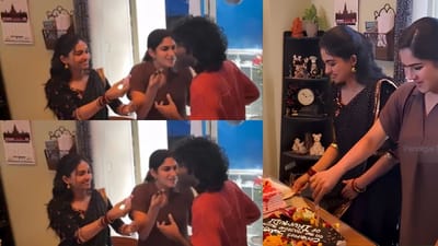 PR01 படக்குழுவுடன் கேக் வெட்டி கொண்டாடிய மமிதா - ஸ்வாசிகா!