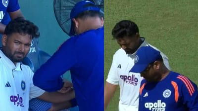 பேட்டிங் செய்யும்போது கையில் பட்ட பந்து! பாதியில் வெளியேறிய பண்ட்