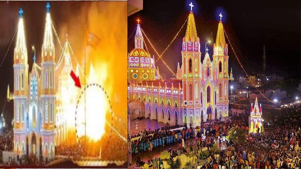 வேளாங்கண்ணி பெருவிழா கொடியேற்றத்தில் விபத்து.. பக்தர்கள் காயம்!!