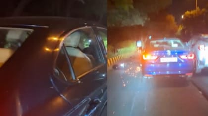 இருசக்கர வாகனத்தை இழுத்துச் சென்ற கார் - வைரல் வீடியோ!