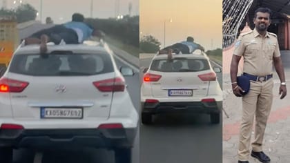 கோவையில் காரின் மேல் தொங்கியபடி 40 கி.மீ சேஸிங் செய்த காவலர்!