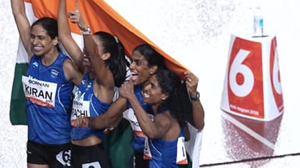 மகளிர் 4 x 400 மீட்டர் தொடர் ஓட்ட பந்தயம்.. தங்கத்தை தூக்கிய IND!