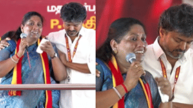 மேடையில் தேம்பி அழுத சத்யபாமா - ஆறுதல் சொன்ன முதல்வர் விஜய்.....