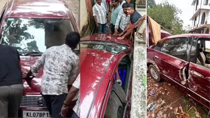 குறுகிய பாதையில் சிக்கிய கார்.. காரணம் 