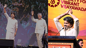 விஜயவாடாவில் ஒரே மேடையில் சந்திரபாபு நாயுடு, முதல்வர் விஜய்.....