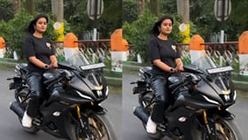 தலைக்கவசம் அணியாமல் பைக்கில் ஸ்டைலாக சாகசம் செய்த பெண்!...