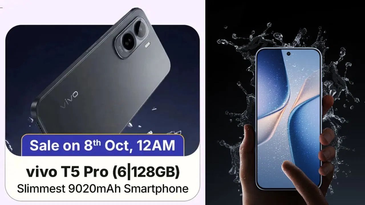 விவோ டி5 ப்ரோ 5ஜி, புதிய 6ஜிபி ரேம் 128ஜிபி ஸ்டோரேஜ் வேரியண்ட்டில் அக்டோபர் 8, 2026 முதல் இந்தியாவில் கிடைக்கும் என்று ஃபிளிப்கார்ட் ஒரு டீசர் மூலம் உறுதிப்படுத்தியுள்ளது. இருப்பினும், இந்த மாடலின் விலை அக்டோபர் 8, 2026 அன்று வெளியிடப்படும். இந்த புதிய குறைந்த ரேம் ஆப்ஷன், தற்போதைய விலையை விட குறைவான விலையில் விவோ டி5 ப்ரோ 5ஜி போனை வாங்க முடியும்.